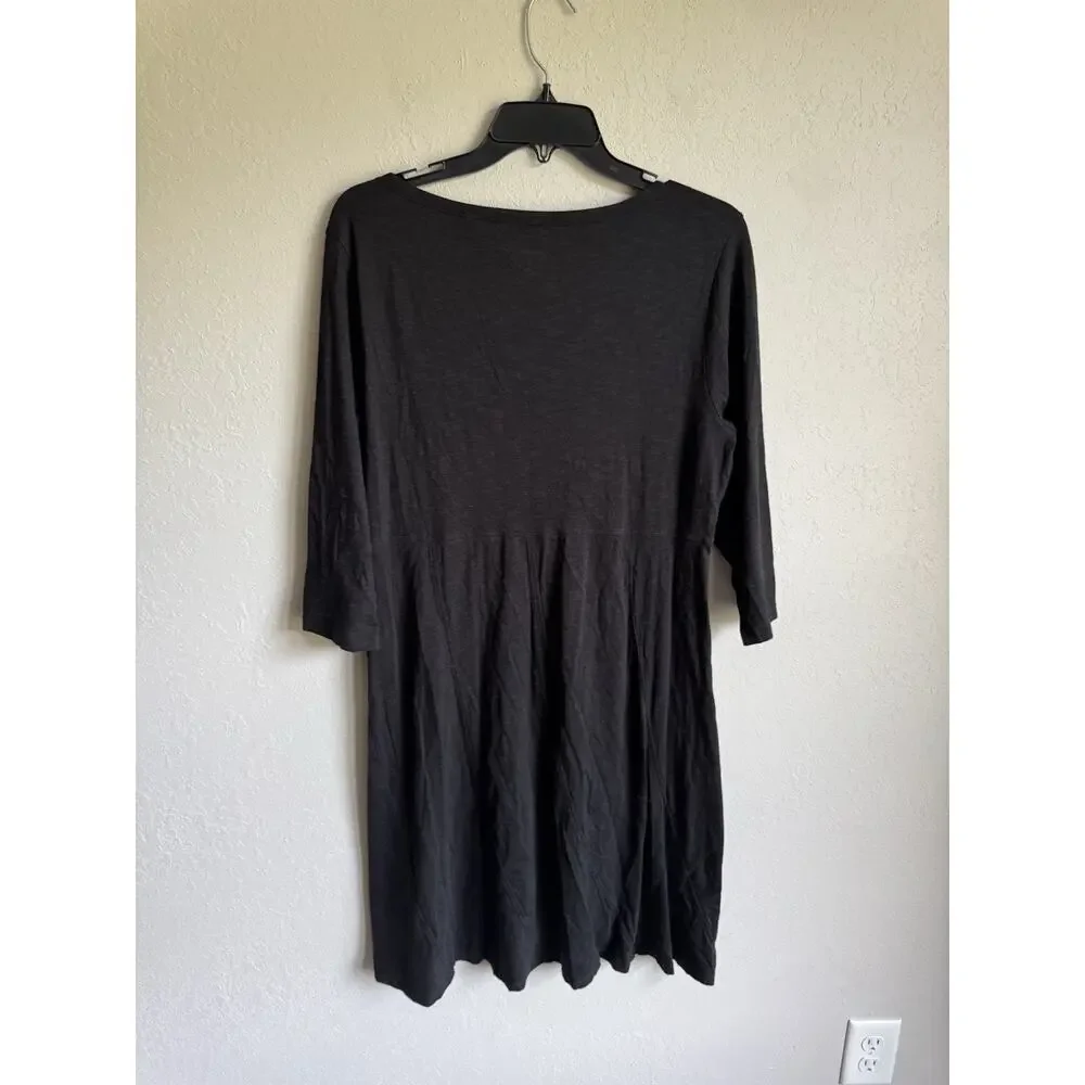 Toad & Co Black Organic Cotton Blend Athletic A-Line Dress Womens L Minimalist